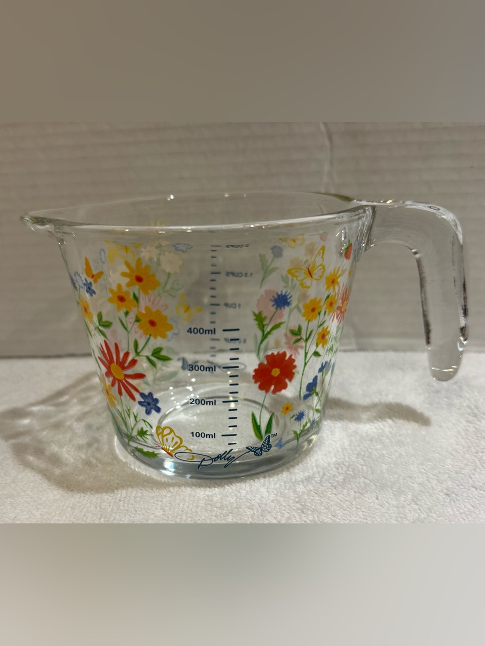 Dolly Parton 2 Cup Glass Measuring Cup Wildflower Butterfly Dishwasher Safe New